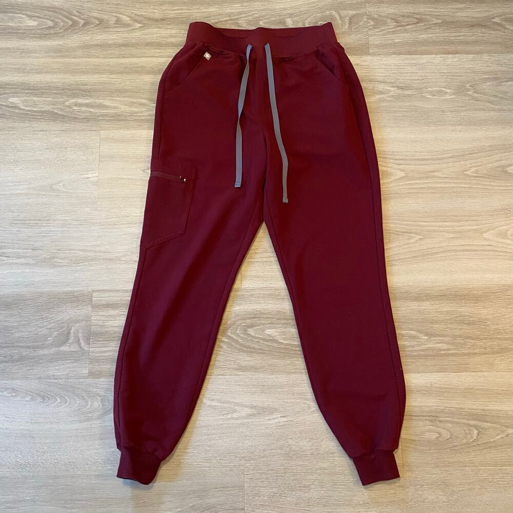 FIGS Burgundy Red Zamora Jogger Scrub Pants High Rise Uniform Nurse Dr Small XS